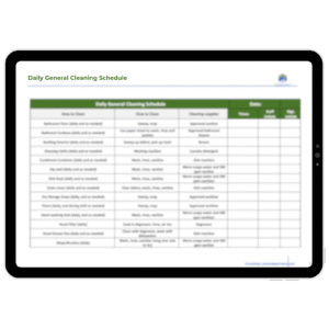 Daily General Cleaning Schedule Image