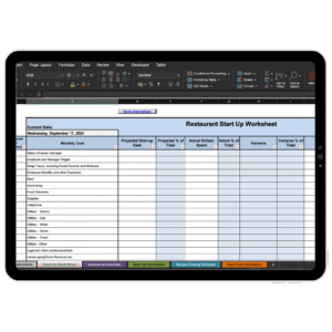 Restaurant Start-Up Worksheet Image